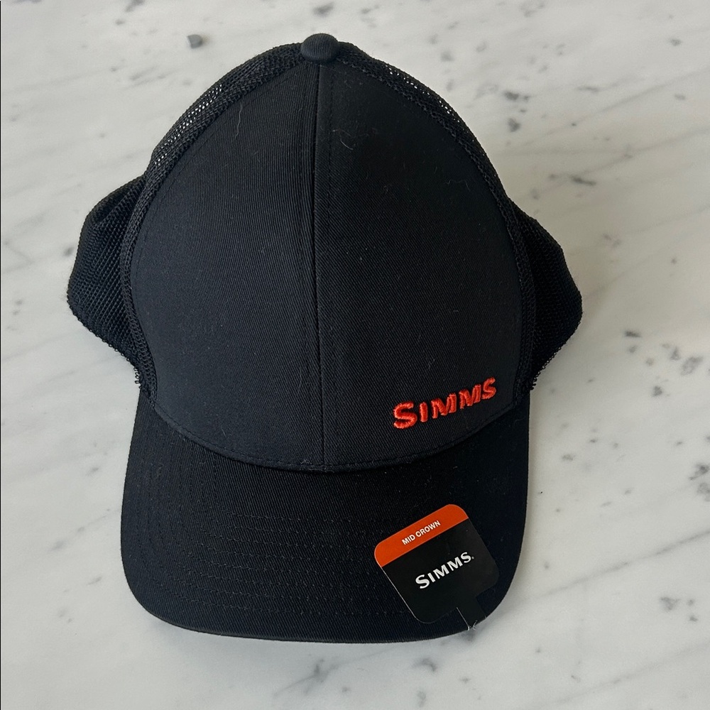 NWOT Simms Black flex trucker Mesh Back Cap